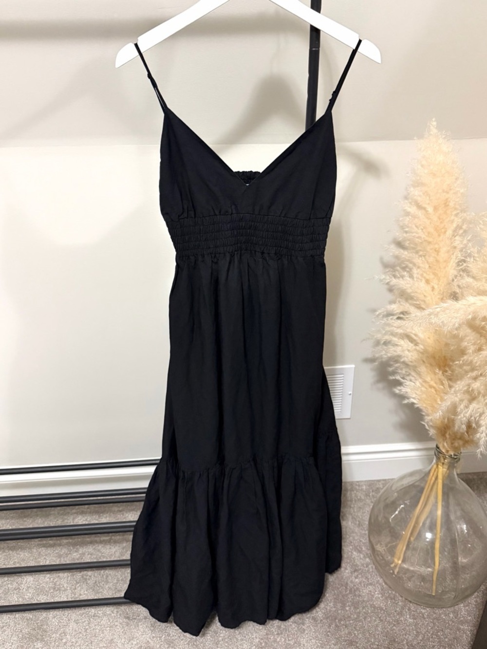 Hudson North Black Smocked Maxi Dress